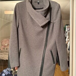 7 For All Mankind Gray Asymmetrical Trench Coat